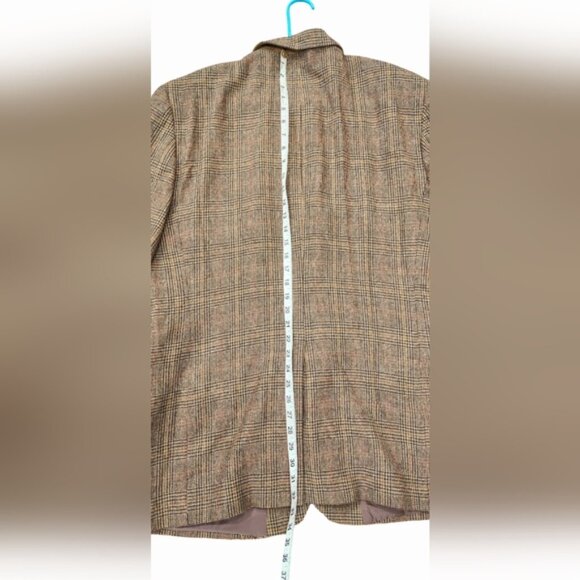 Tasso Elba Men’s Sport Coat Blazer Suit Jacket 100% Camel Hair Brown‎ Plaid 46L - Picture 10 of 11